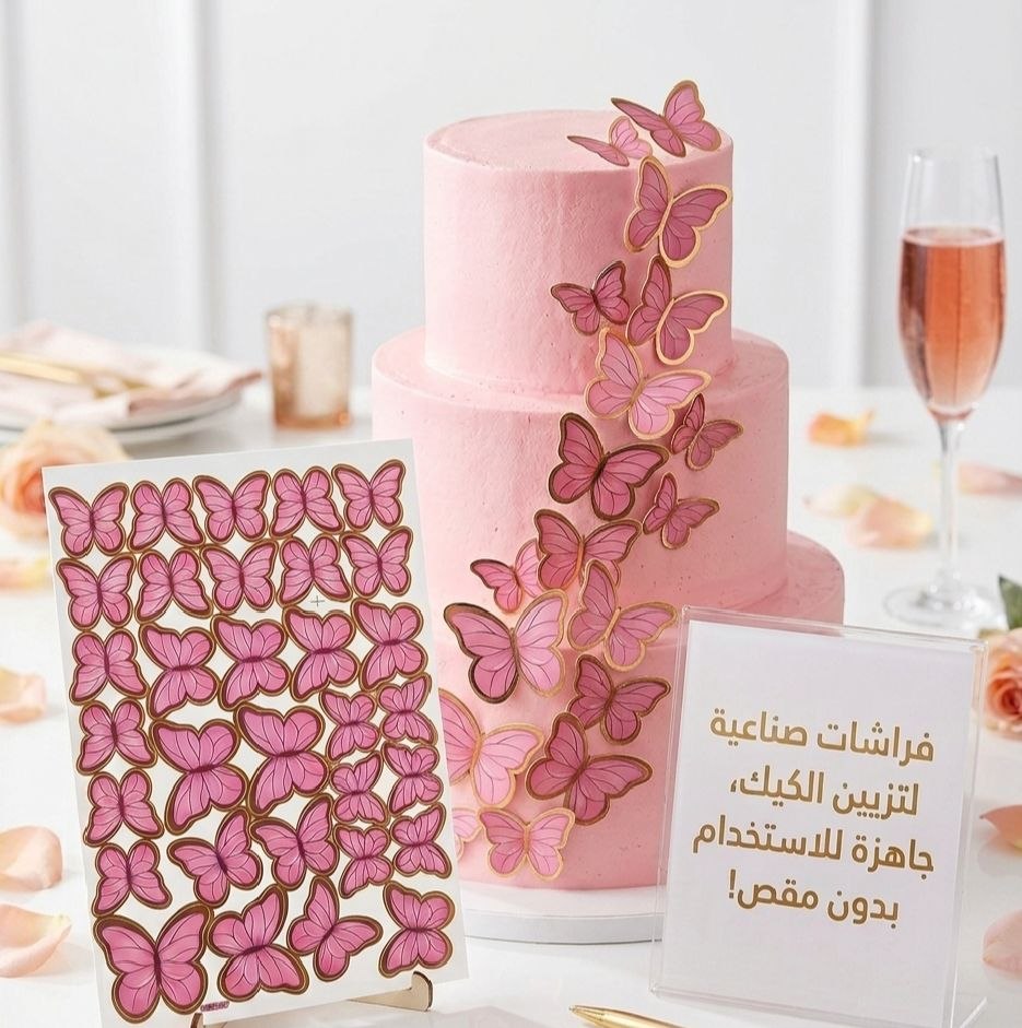 فراشات ذهبي وردي