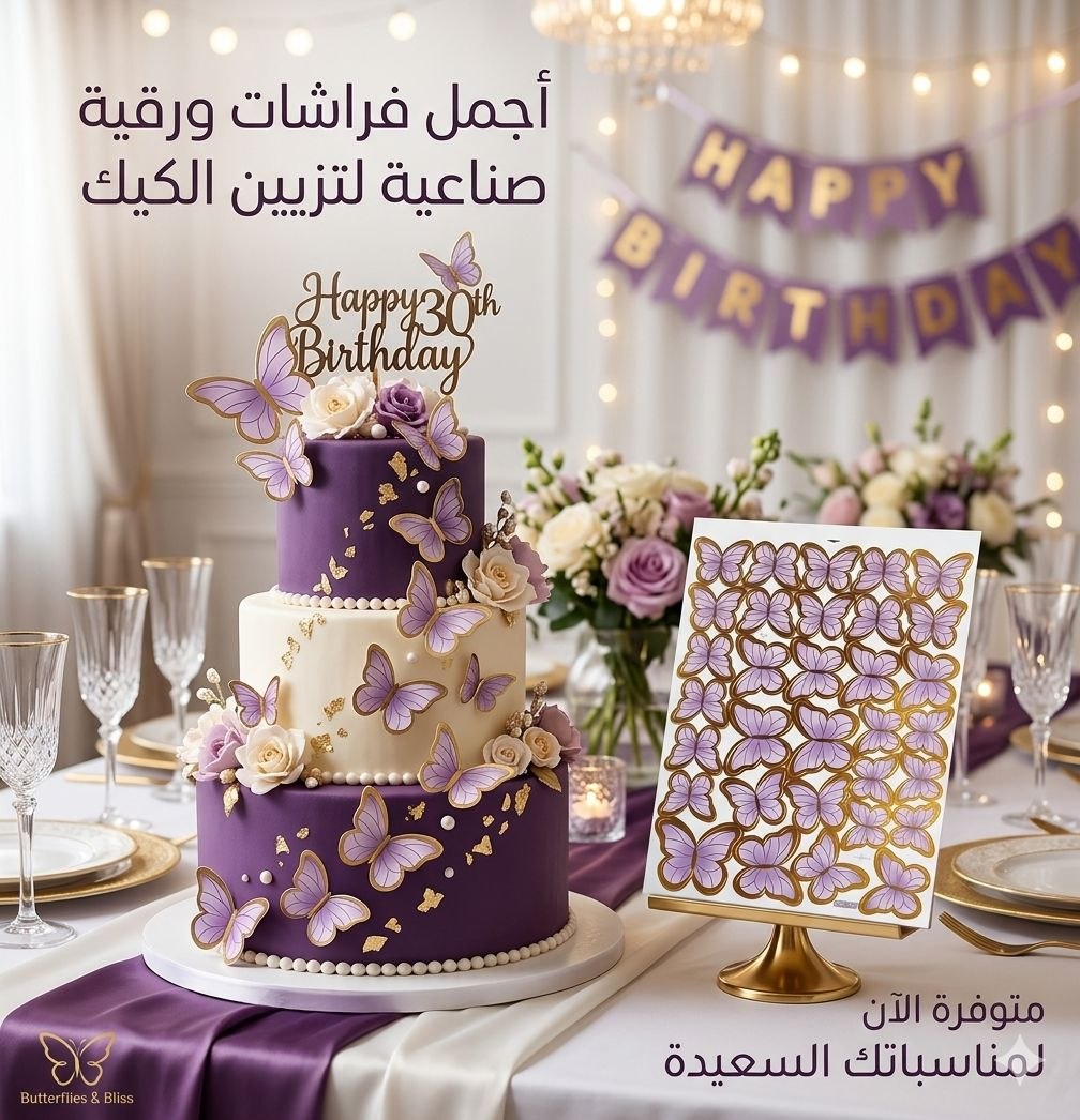 فراشات ذهبي بنفسجي فاتح