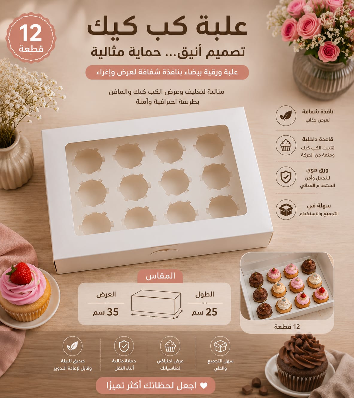 علبة كب كيك 12 خانة