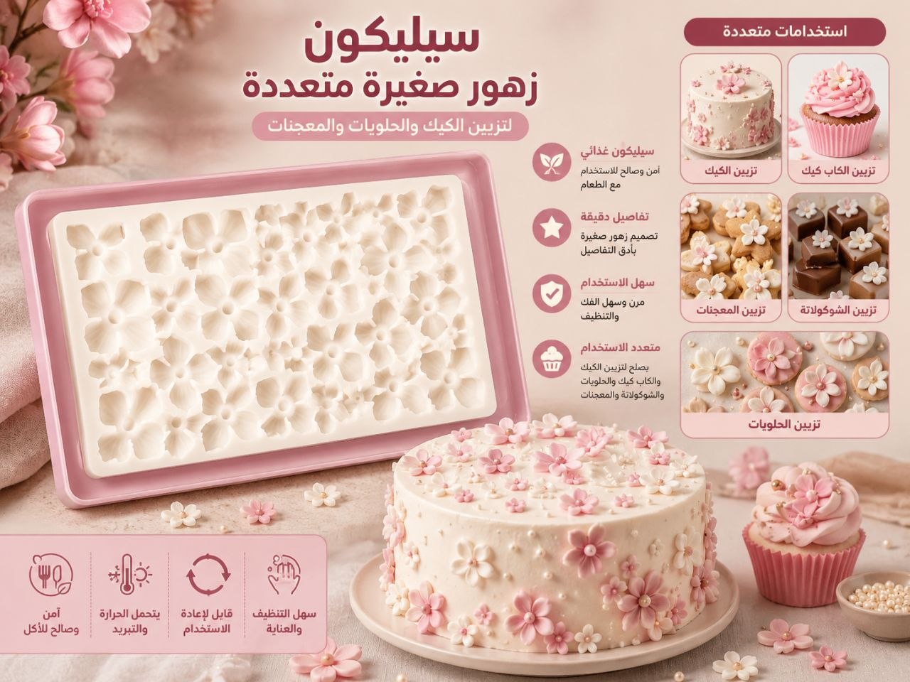 سيليكون شكل ورد