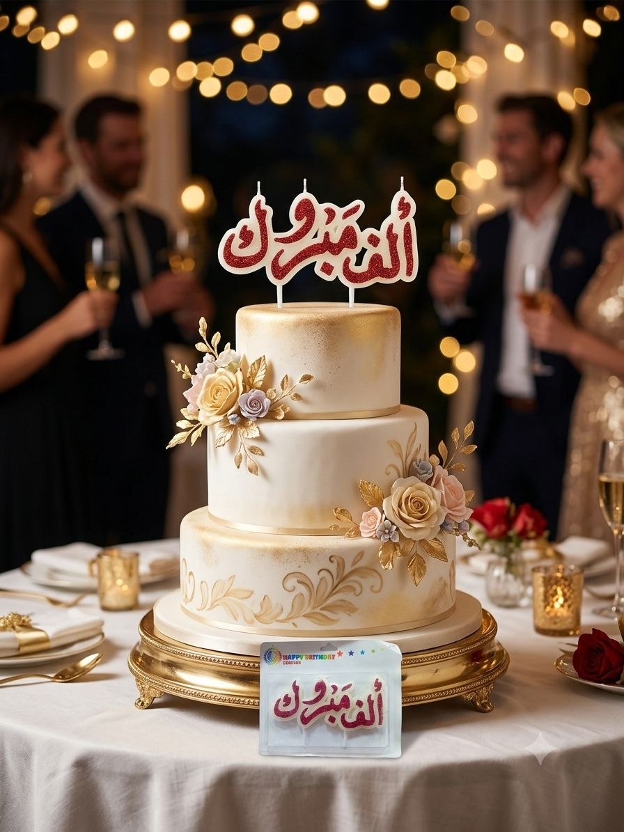 شمعة الف مبروك احمر لامع