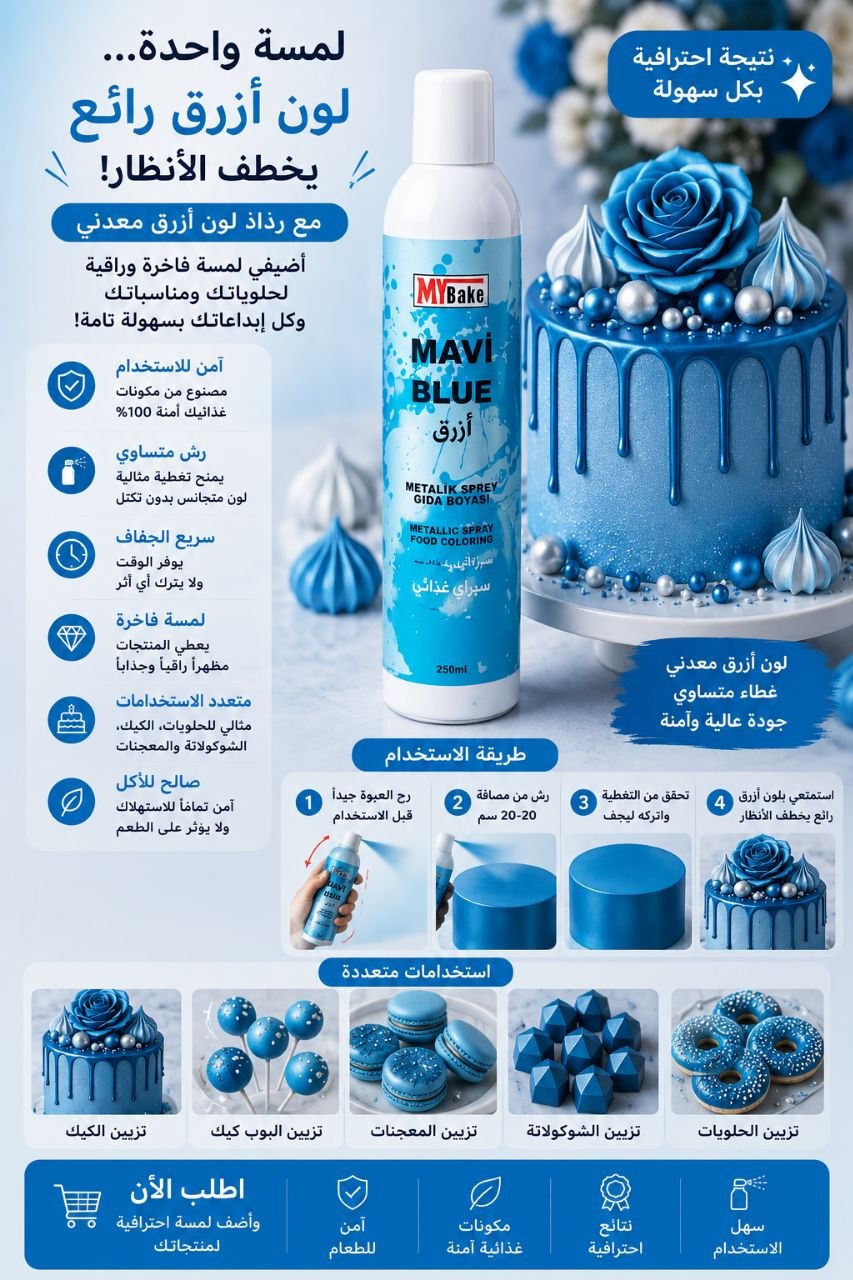 بخاخ غذائي ازرق لامع