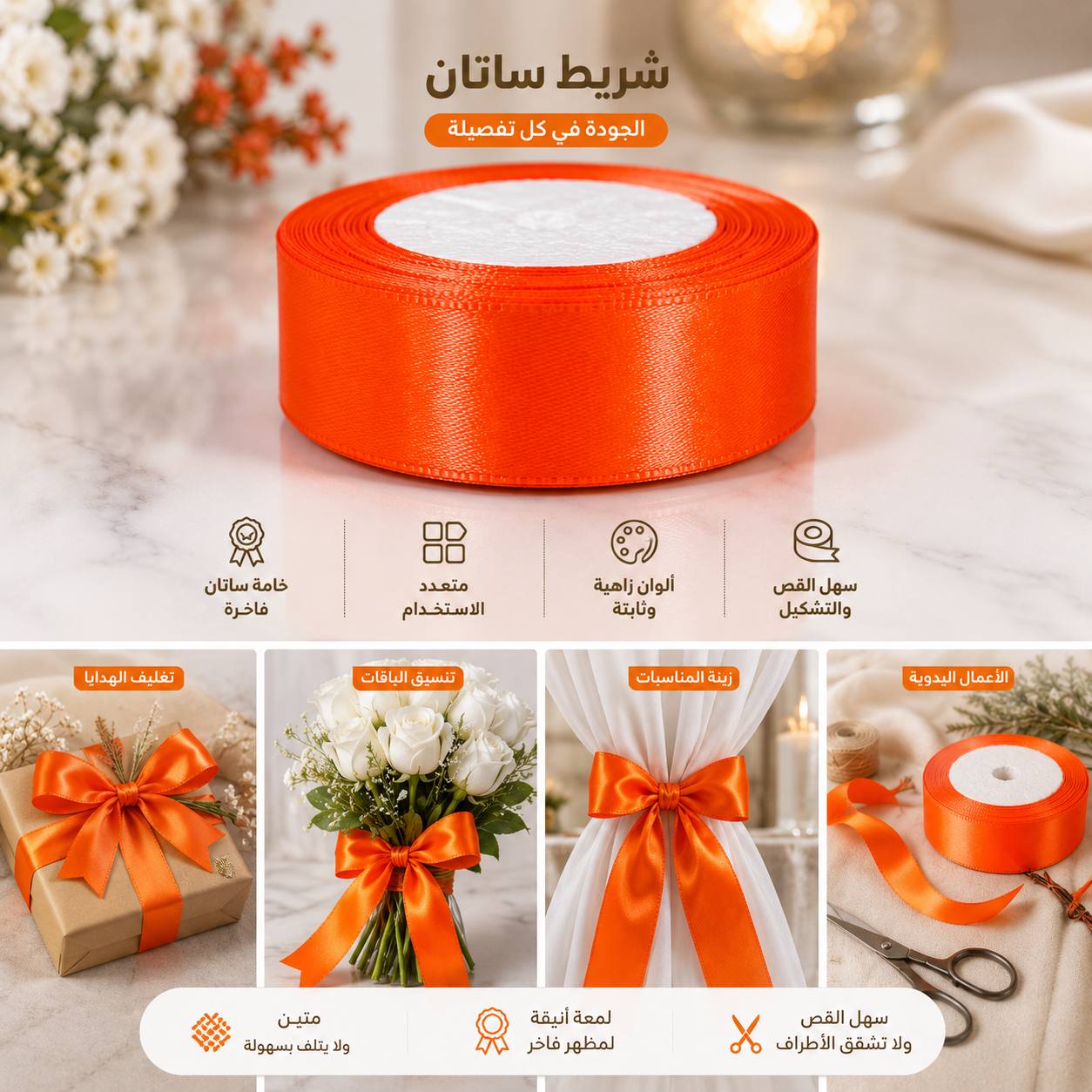 شريط برتقالي قياس 25ملم