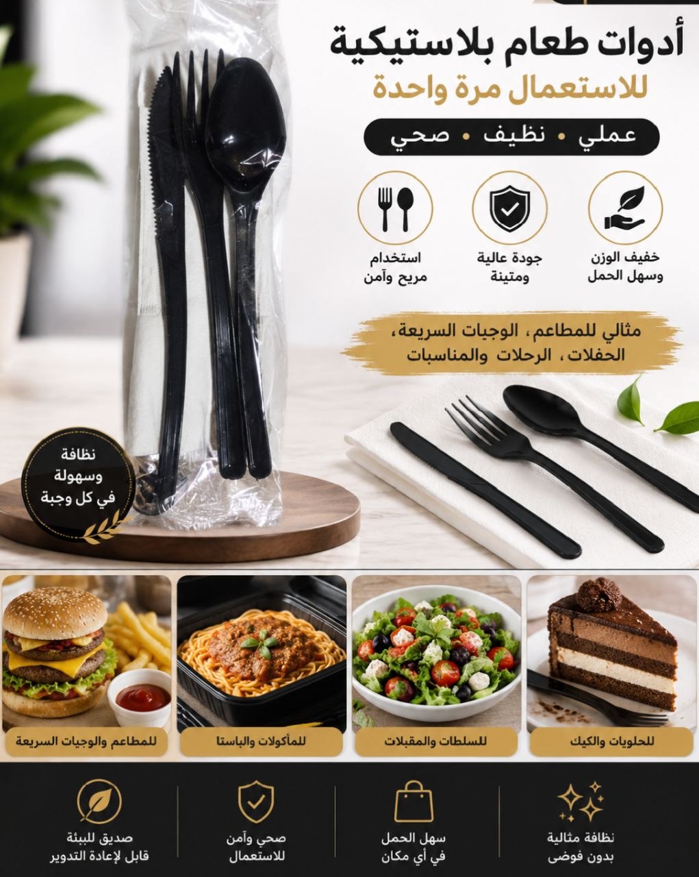 ادوات طعام بلاستيكية