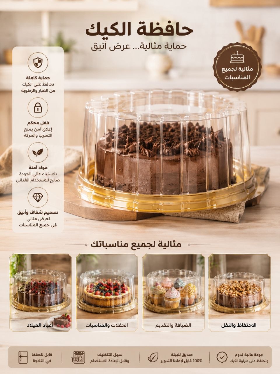 حافظة كيك ذهبي قياس15