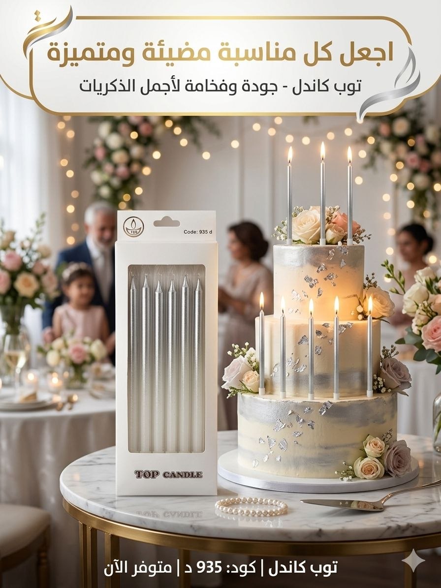 شموع فضي وابيض