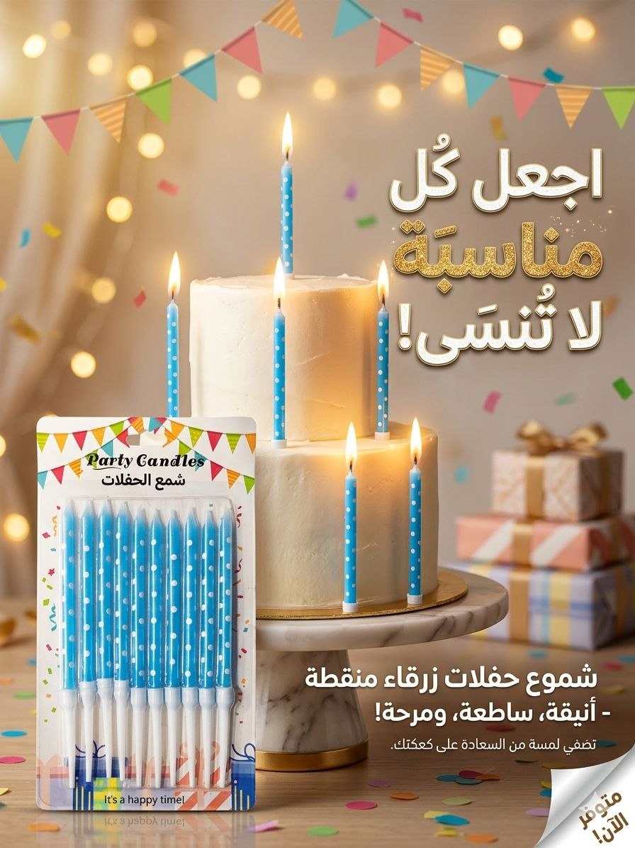 شموع زرقاء منقطة