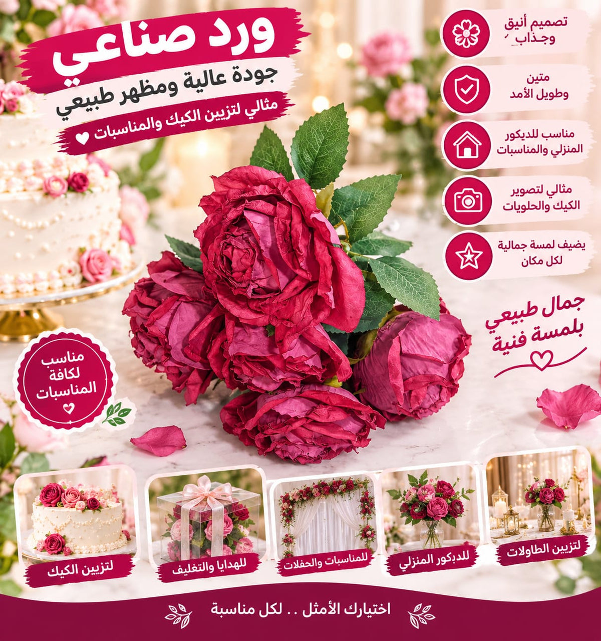 ورد صناعي احمر