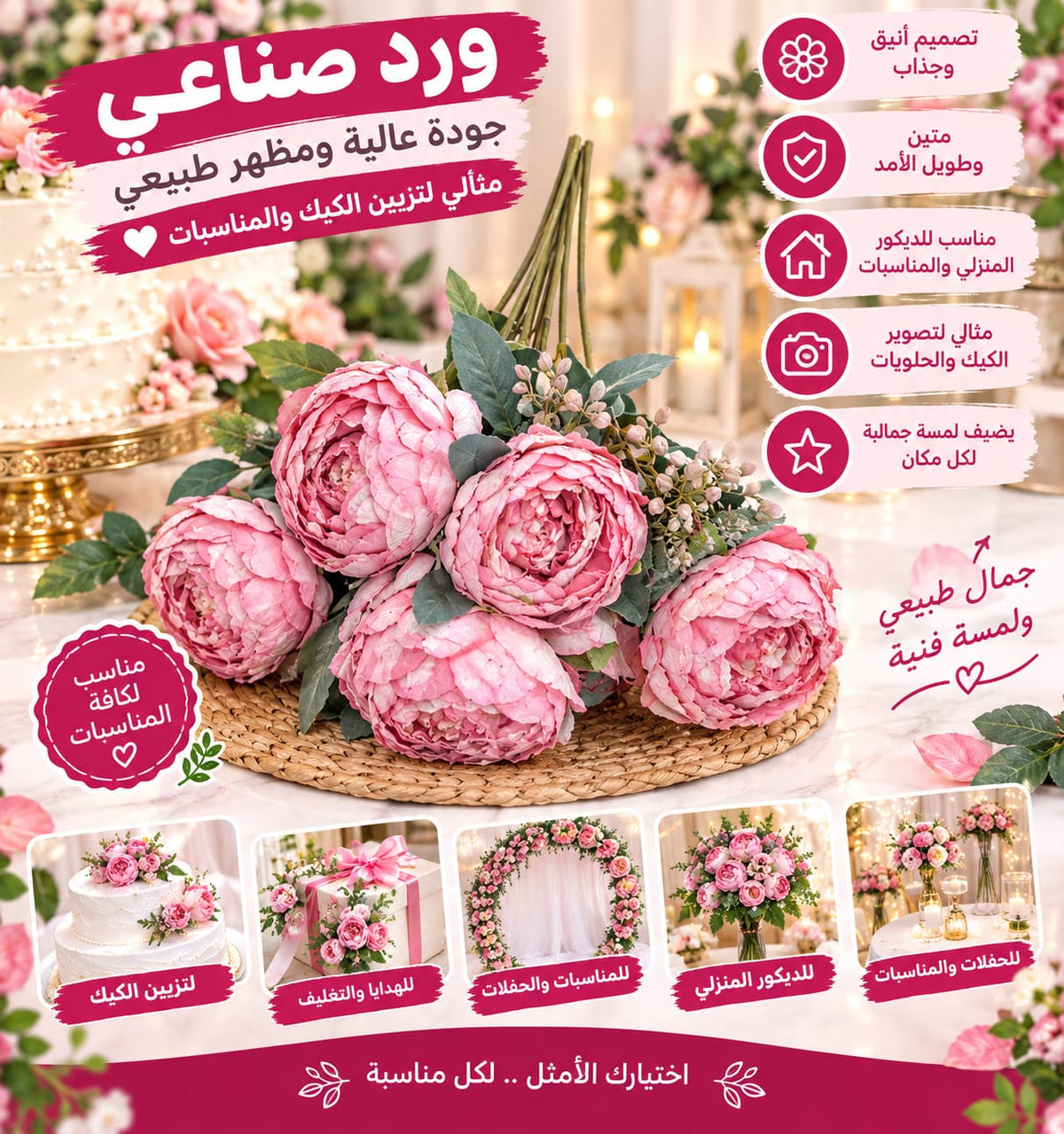 ورد صناعي وردي