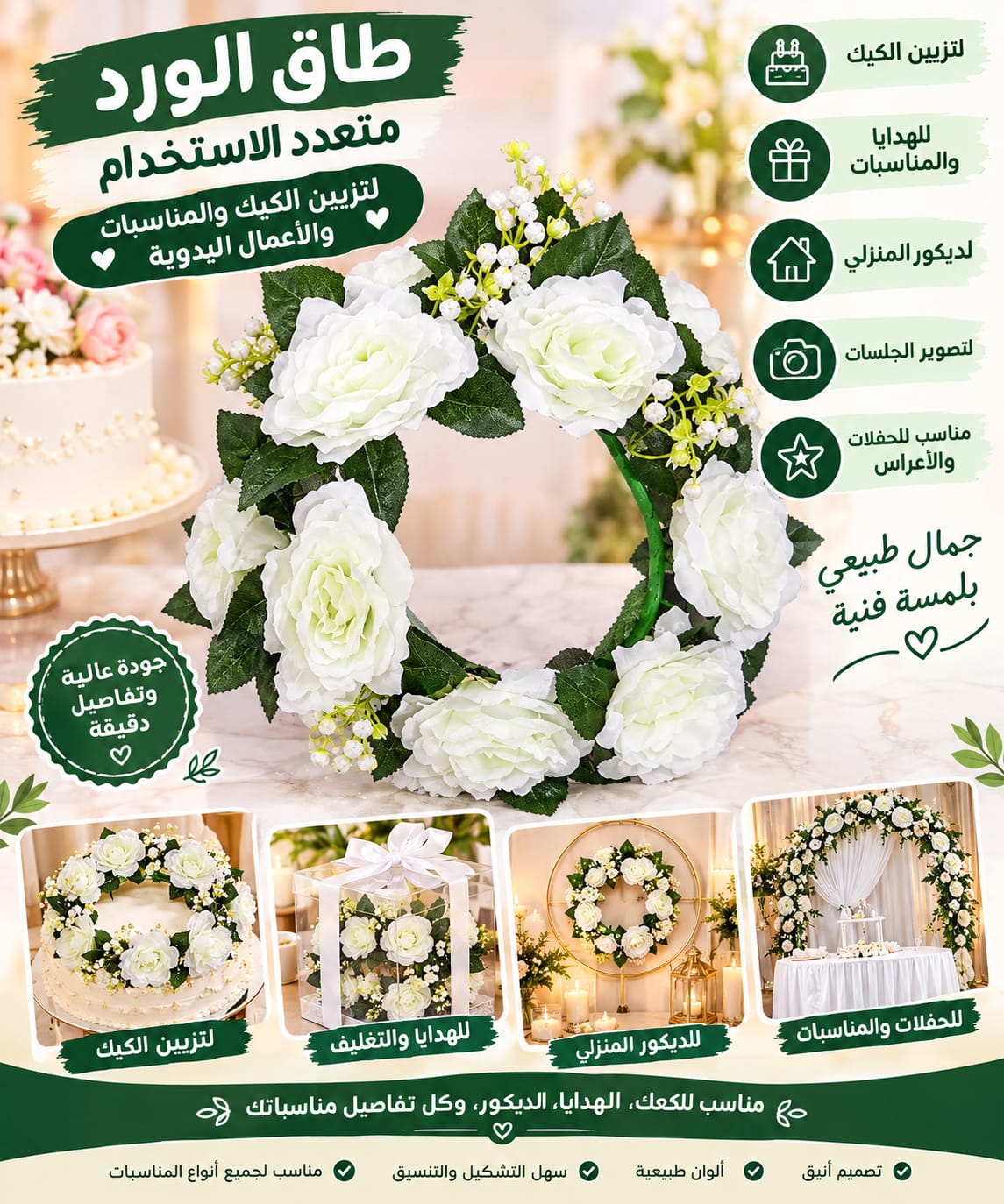 طاق ورد ابيض