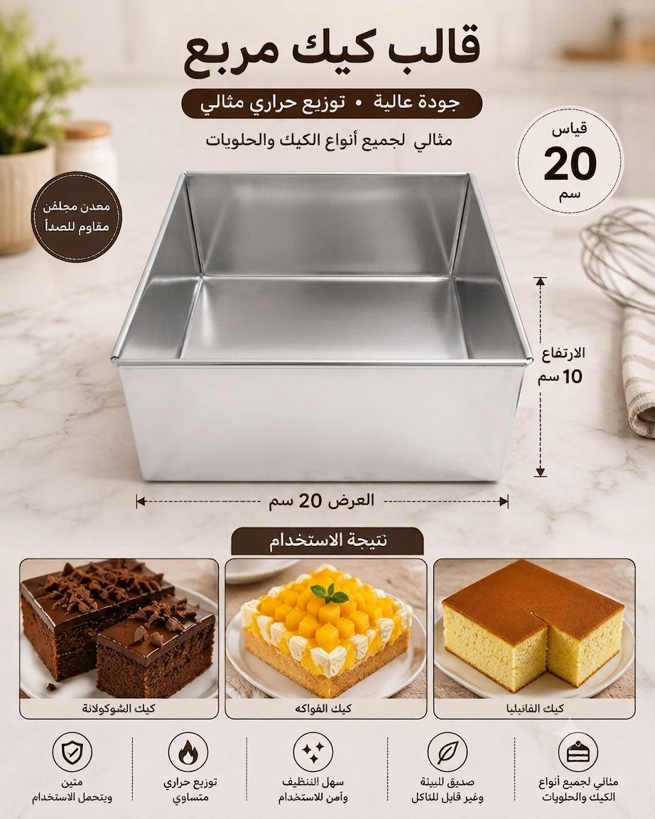 قالب كيك قياس عرض20والارتفاع10