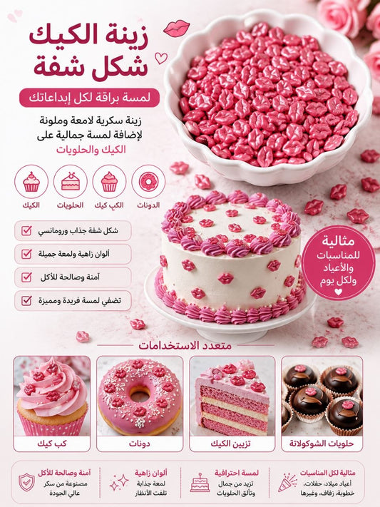 زينة كيك سكري شفة